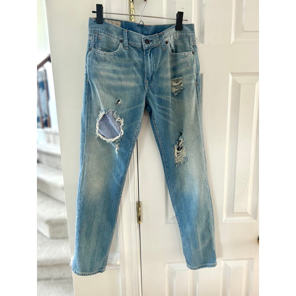 Polo Ralph Lauren Astor Boyfriend Distressed Patchwork Light Wash Straight Jeans